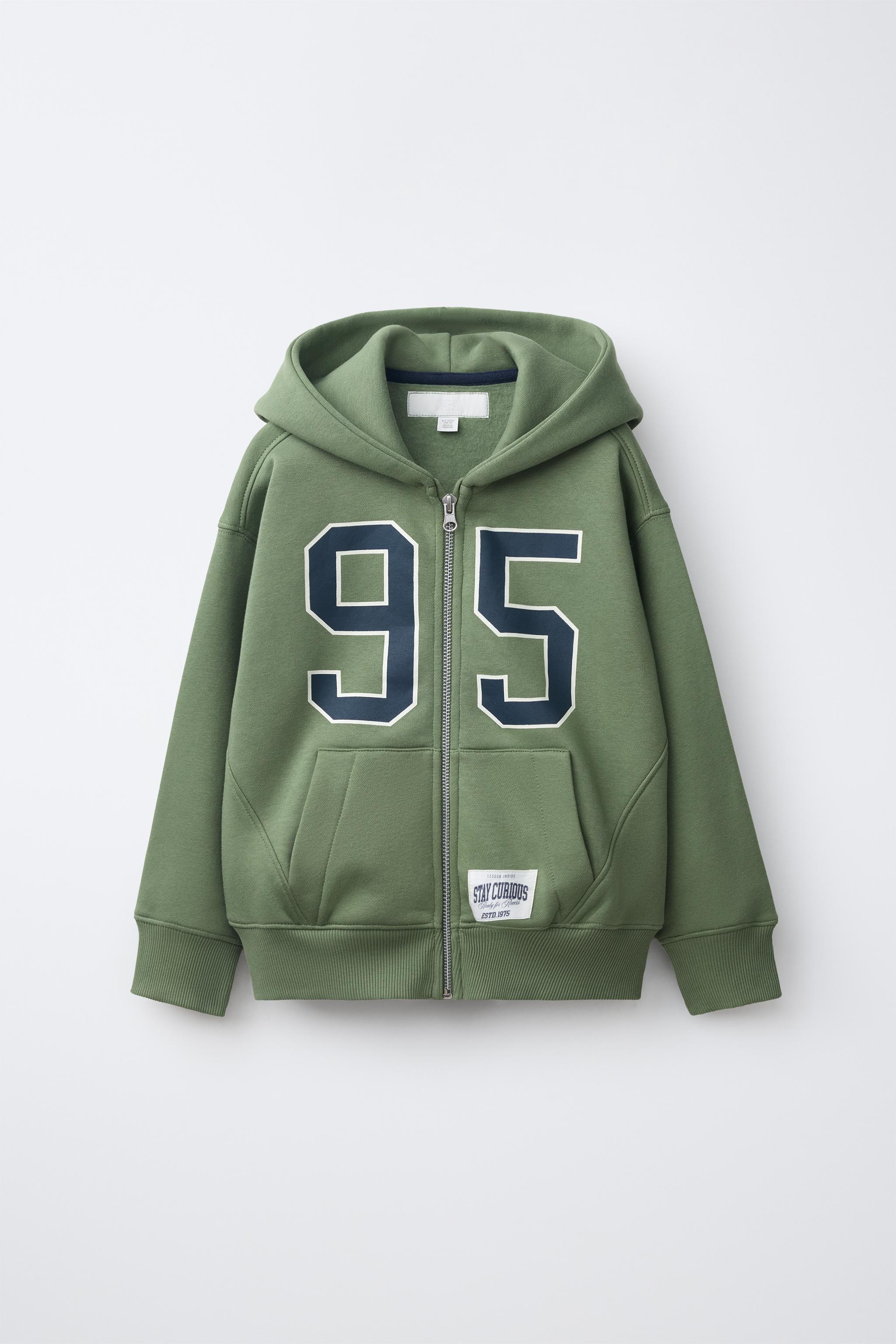 NUMBER PRINT ZIP-UP HOODIE
